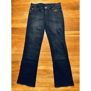 KUT Denim Dark Blue Five Pocket Mid Rise Flare